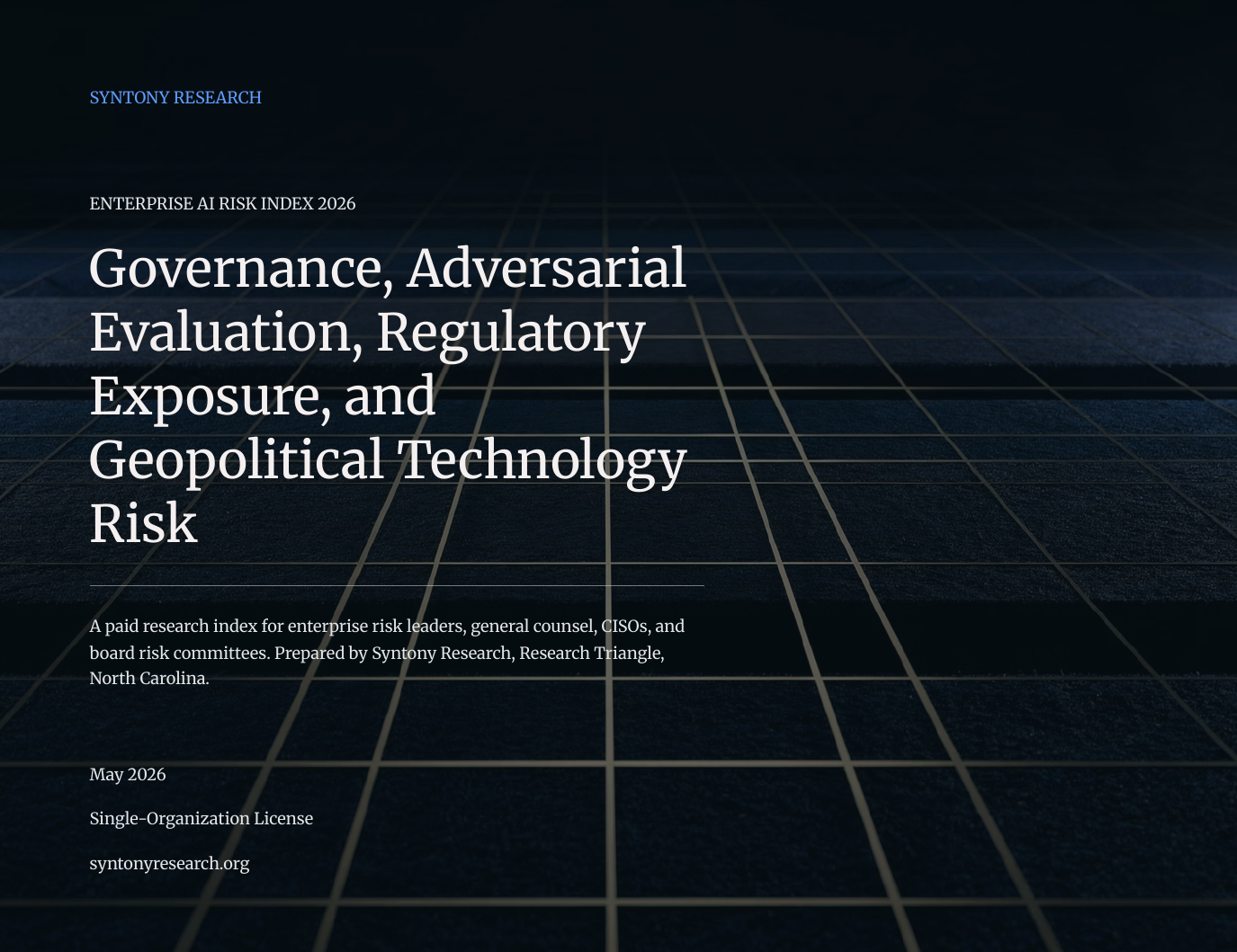 Enterprise AI Risk Index 2026 cover preview